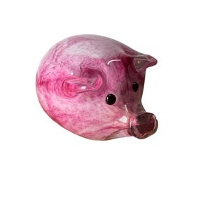Pink Swirl Art Glass Pig Figurine Decorative Marbled Glass Animal Paperweight‎